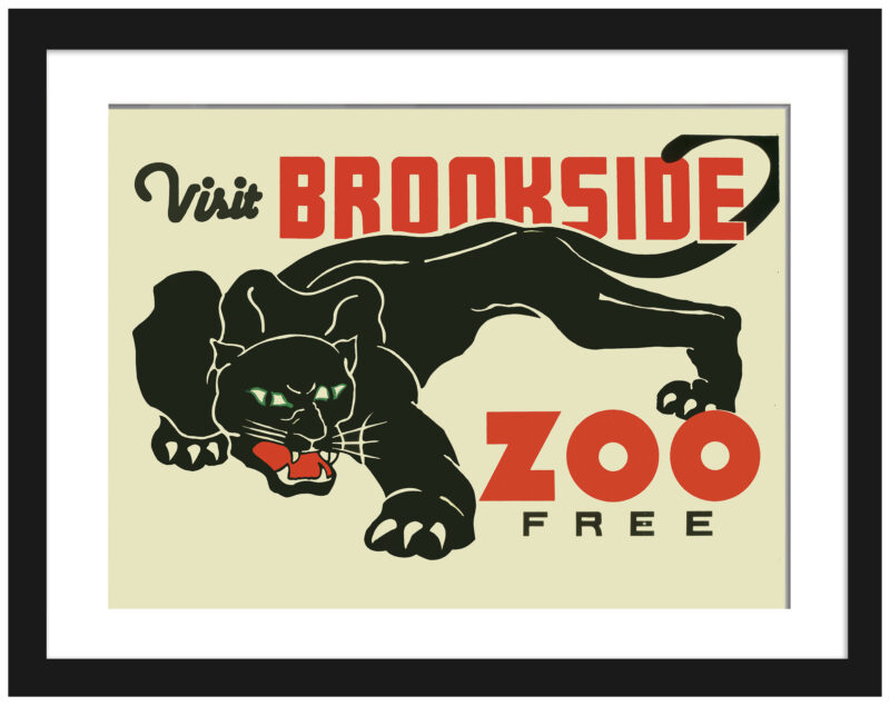 1936 Brookside Zoo vintage poster with black panther