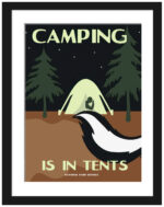 Vintage National Parks camping poster with tent and night sky