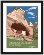 vintage Canyons of the Ancients Colorado poster with Castle Rock Pueblo.