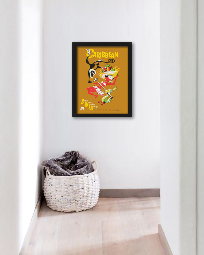 Vintage BWIA Caribbean Travel Poster with Vibrant Tropical Imagery