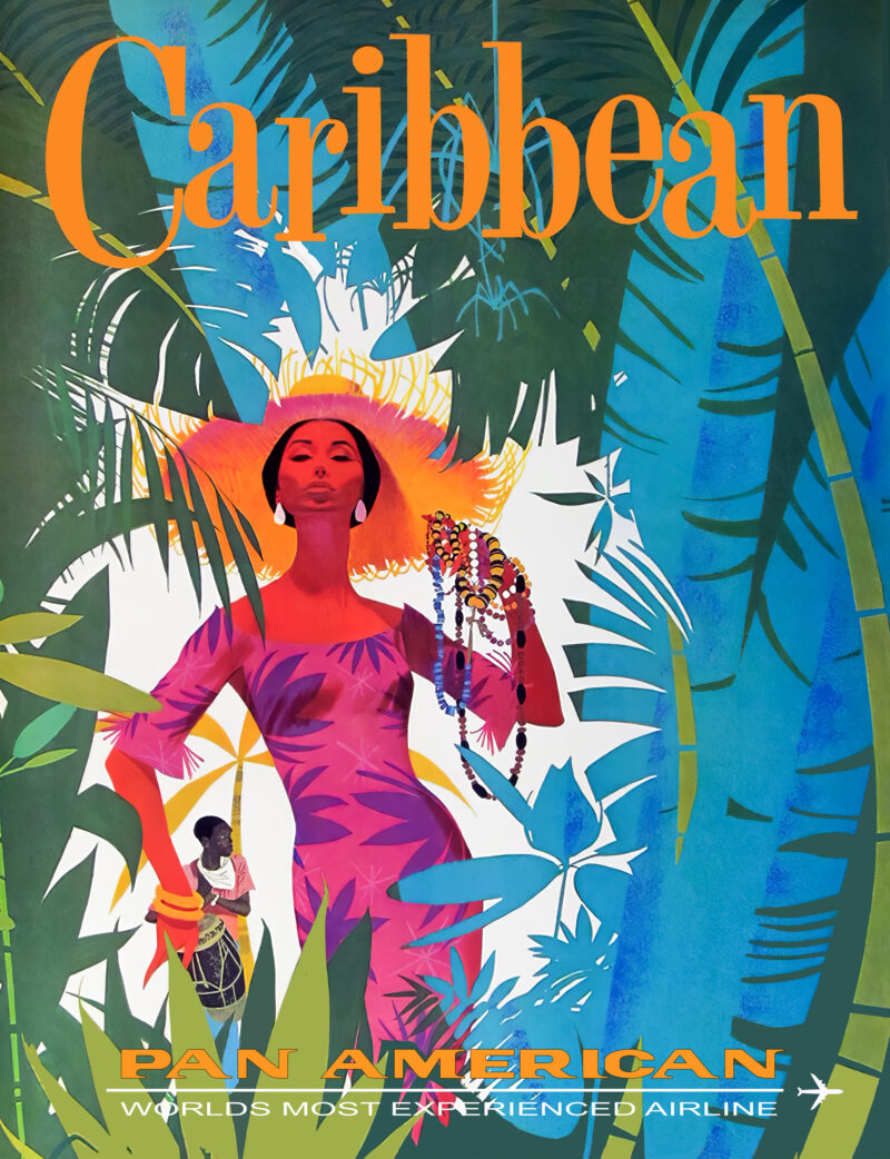 Vintage Pan Am Caribbean Travel Poster Reproduction