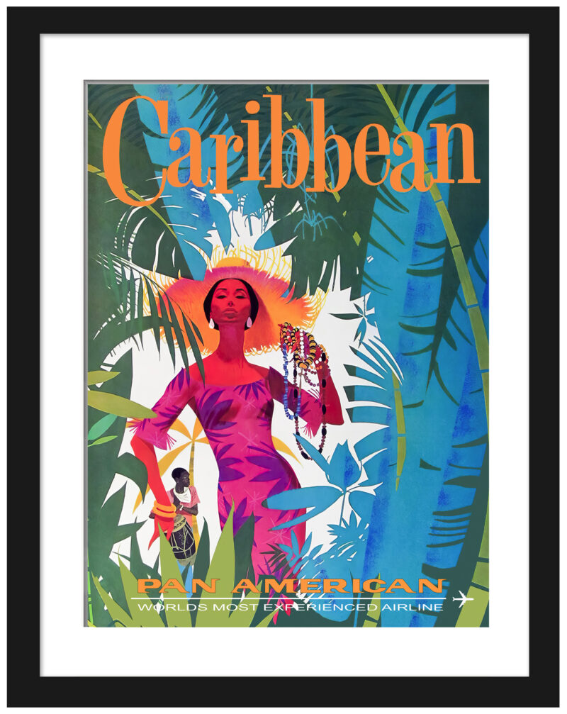 Vintage Pan Am Caribbean Travel Poster Reproduction