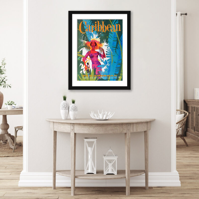 Vintage Pan Am Caribbean Travel Poster Reproduction