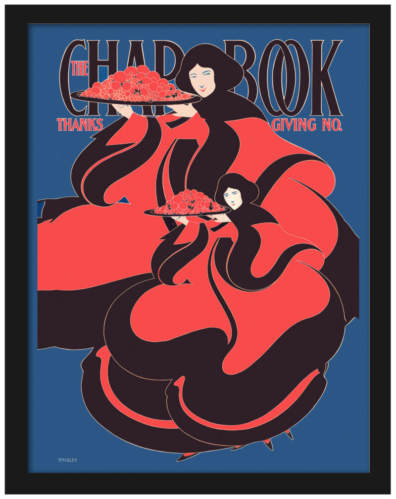 Reproduction of Will H. Bradley's 1895 Chap Book Thanksgiving cover in Art Nouveau style