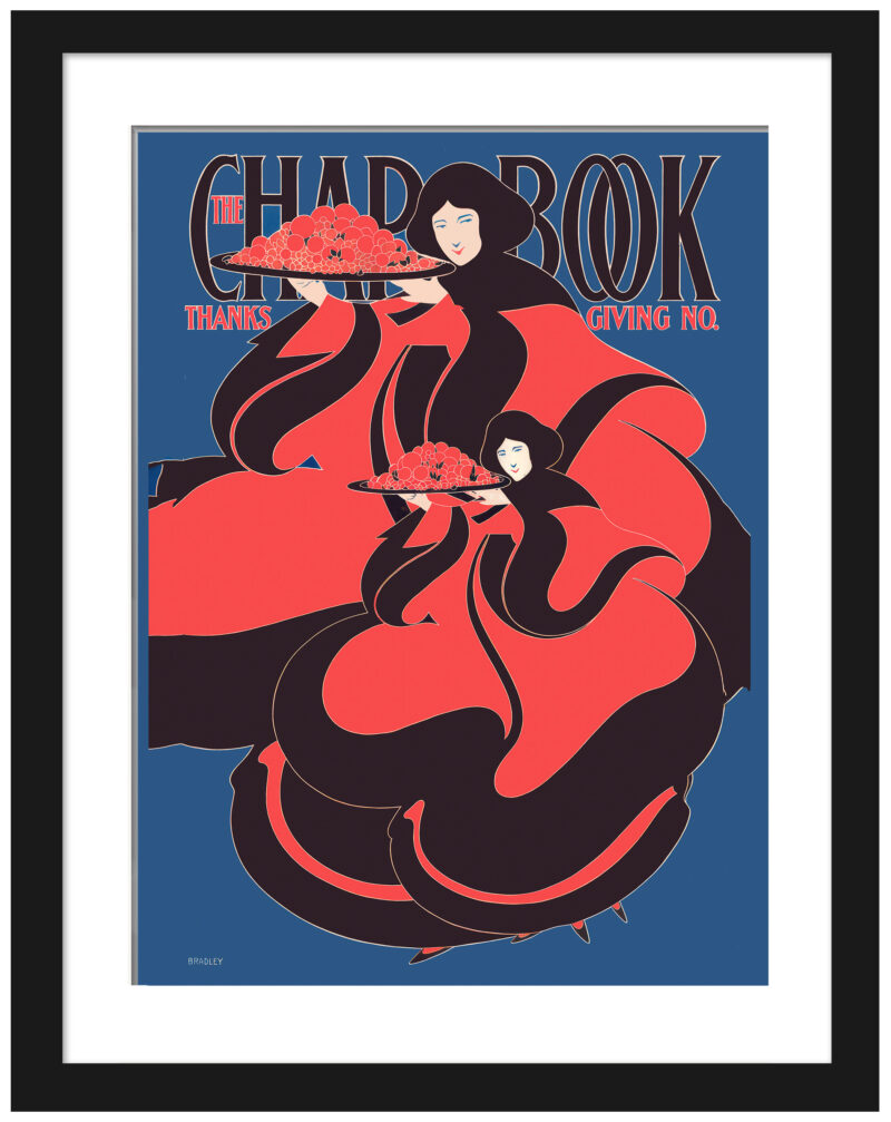 Reproduction of Will H. Bradley's 1895 Chap Book Thanksgiving cover in Art Nouveau style