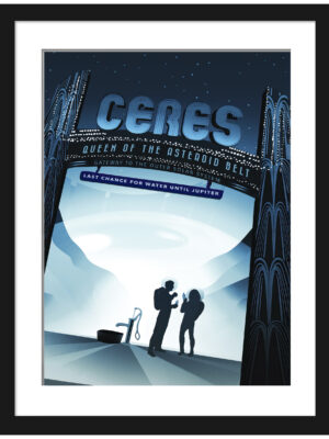 Illustrative poster of Ceres with vintage art deco style elements.