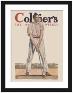 1908 Colliers magazine cover print featuring a golfer by Edward Penfield.