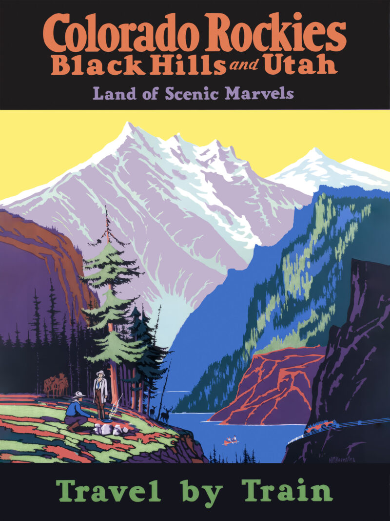 1920s Colorado Rockies vintage travel poster reproduction