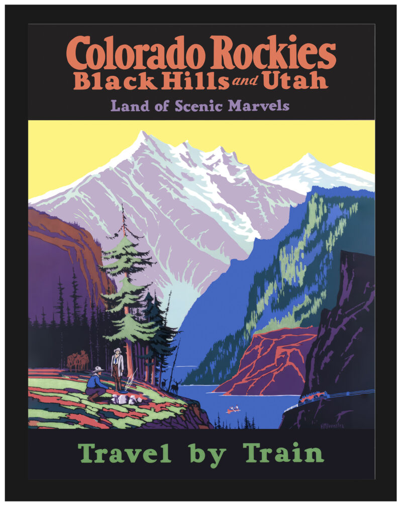 1920s Colorado Rockies vintage travel poster reproduction
