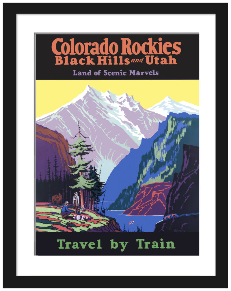1920s Colorado Rockies vintage travel poster reproduction