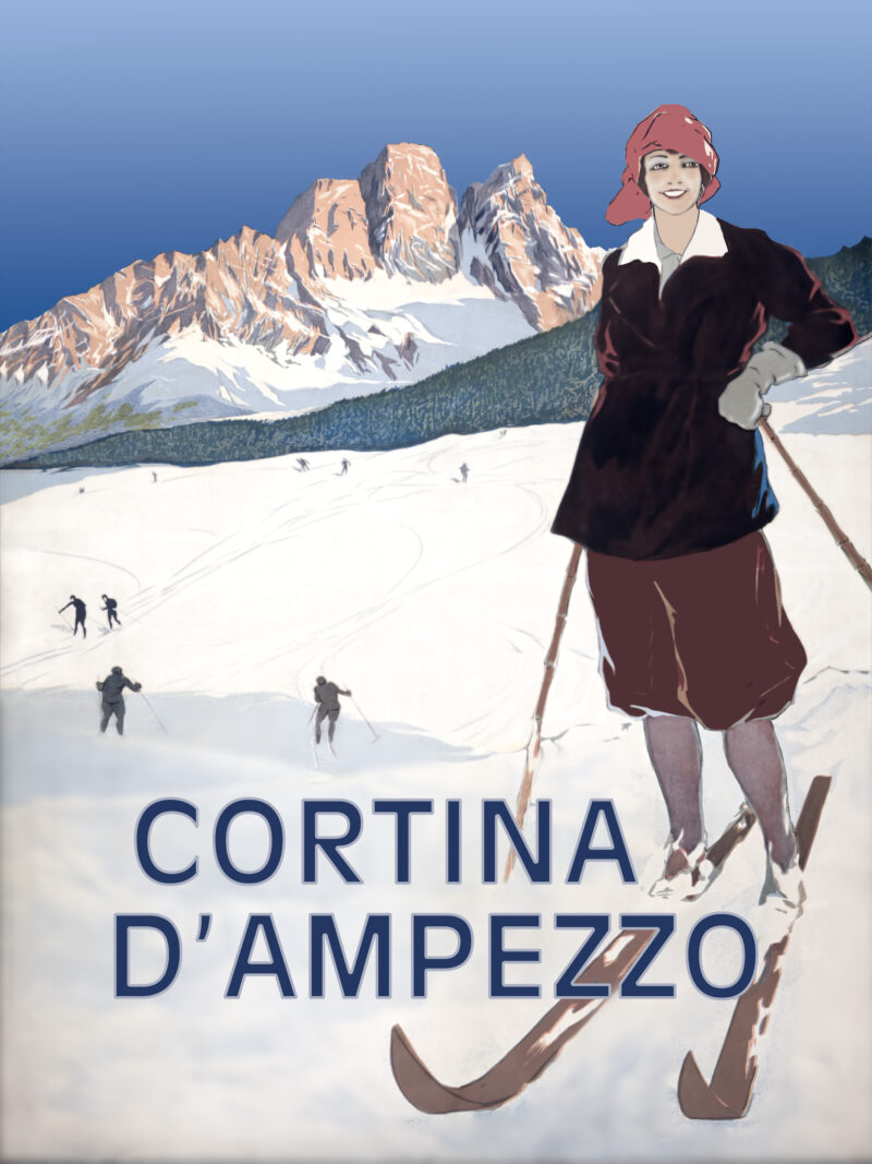 950s Cortina d'Ampezzo Vintage Ski Poster