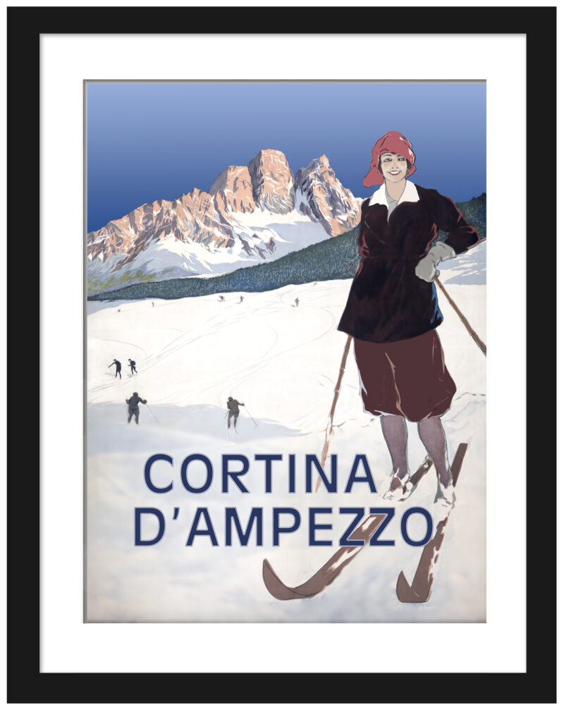 950s Cortina d'Ampezzo Vintage Ski Poster