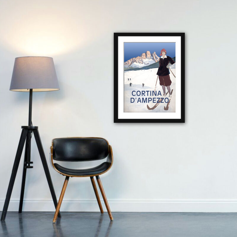 950s Cortina d'Ampezzo Vintage Ski Poster