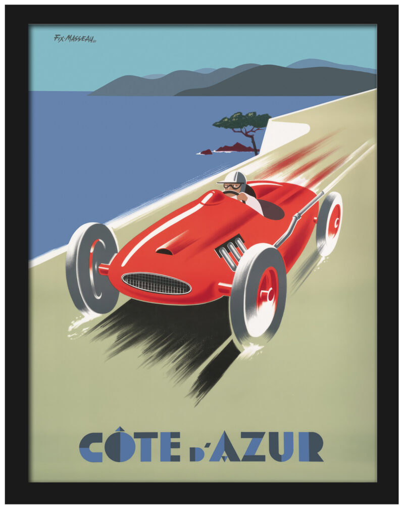 Vintage 1985 Pierre Fix-Masseau Côte d'Azur racing car poster.