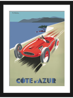 Vintage 1985 Pierre Fix-Masseau Côte d'Azur racing car poster.