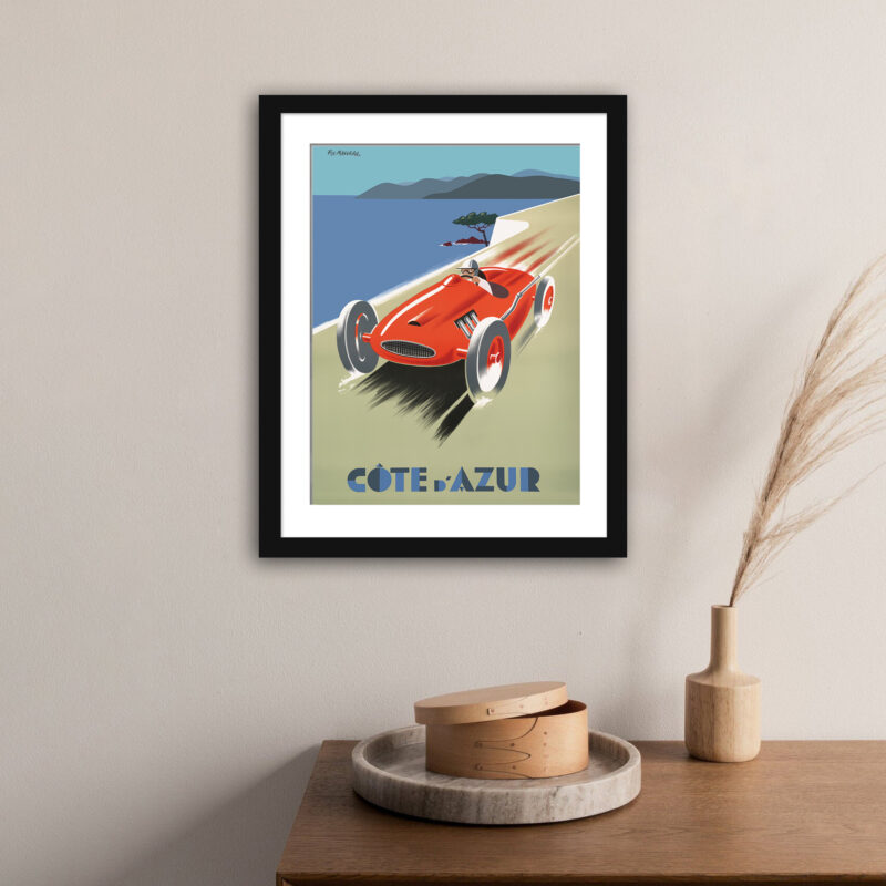 Vintage 1985 Pierre Fix-Masseau Côte d'Azur racing car poster.