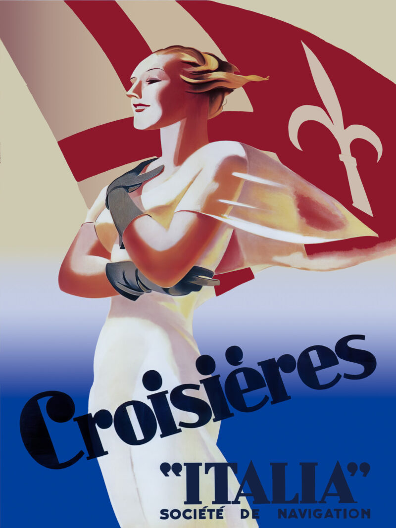 Vintage 1938 Italy cruise poster art by Marcello Dudovich.