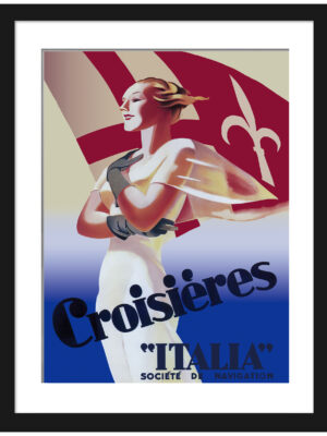 Vintage 1938 Italy cruise poster art by Marcello Dudovich.