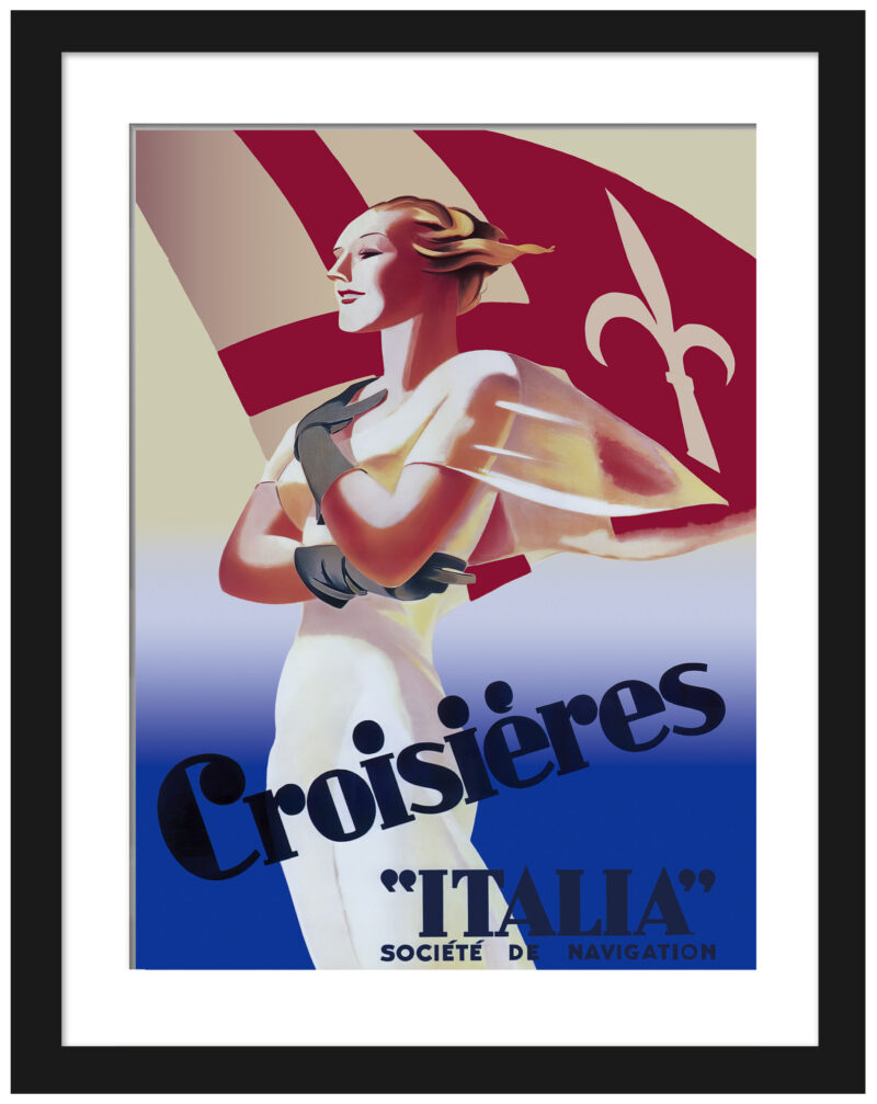 Vintage 1938 Italy cruise poster art by Marcello Dudovich.