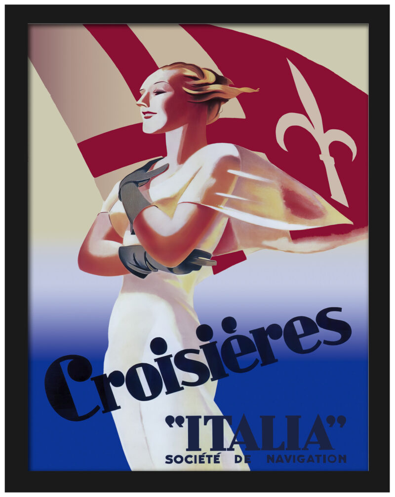Vintage 1938 Italy cruise poster art by Marcello Dudovich.