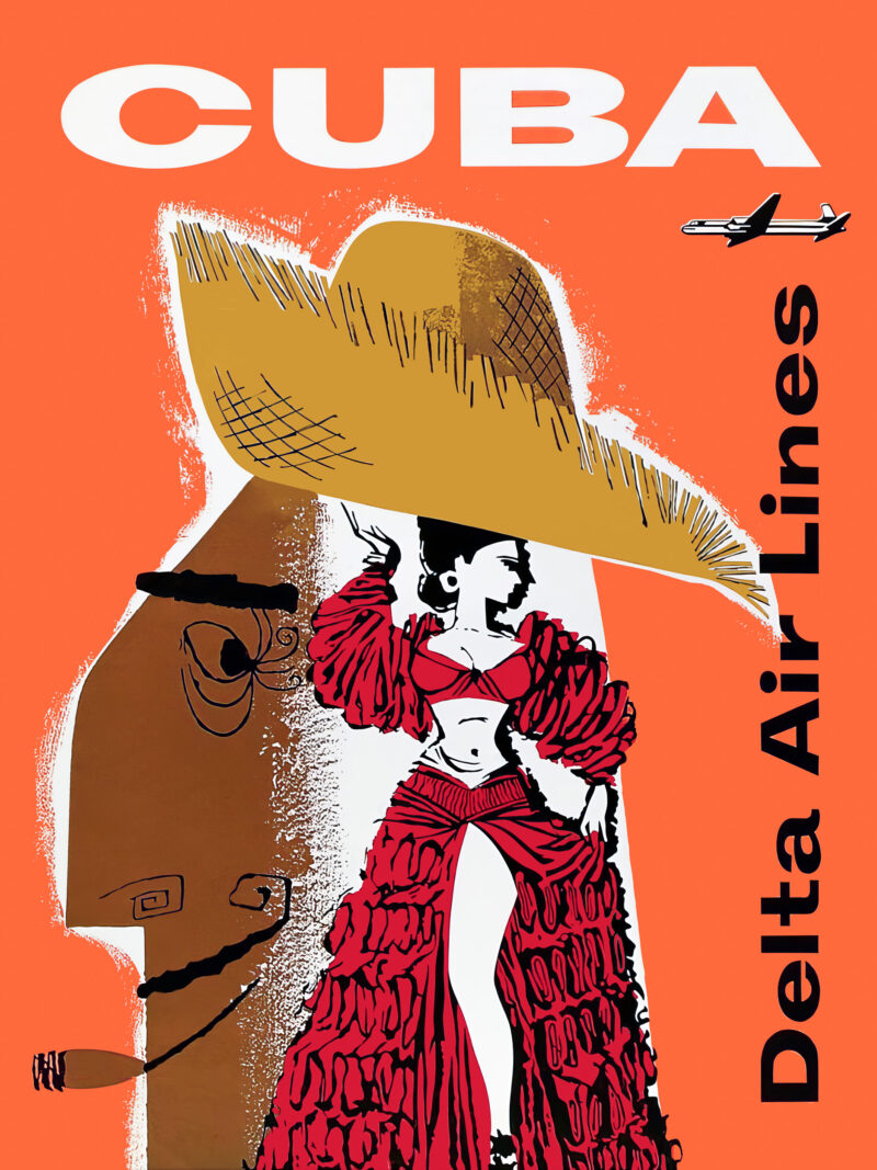 Cuban dancer airline poster art.