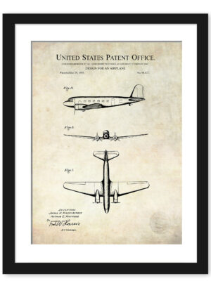 "1933 Douglas DC-2 patent artwork by Douglas Aircraft Company."