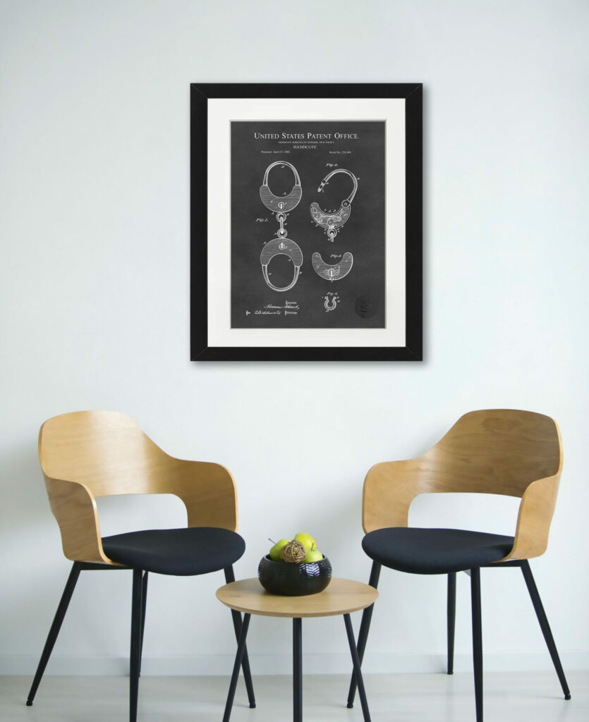 1880 antique handcuff patent illustration