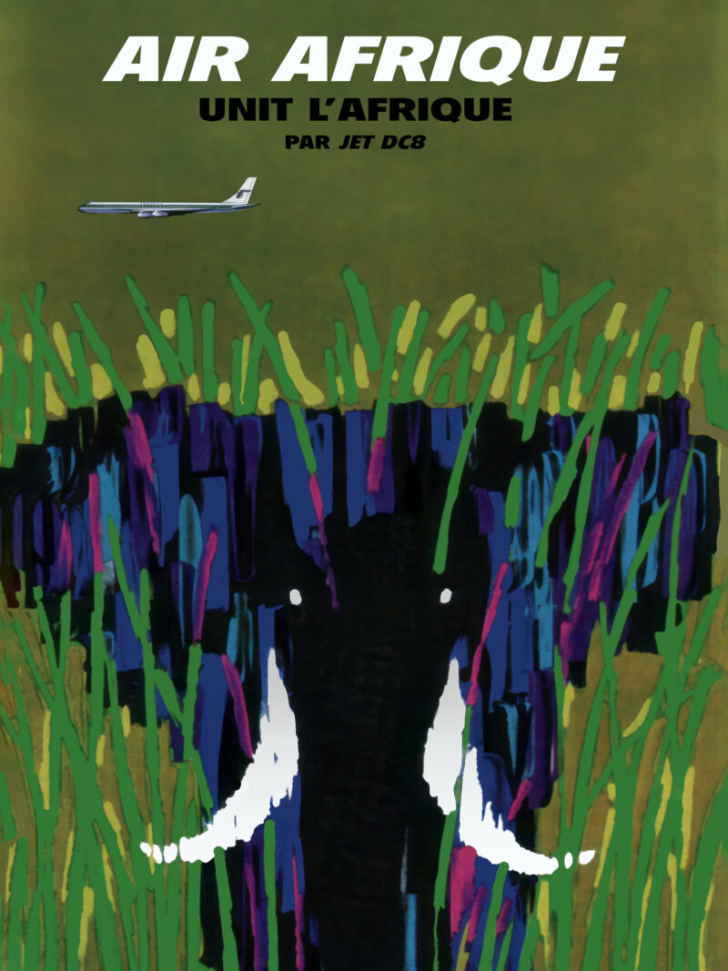 1960s Air Afrique Elephant Poster by Jacques Auriac.
