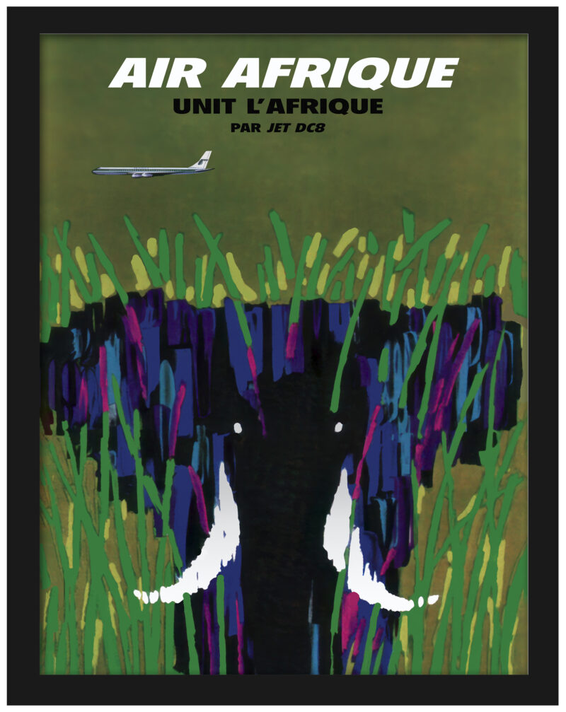 1960s Air Afrique Elephant Poster by Jacques Auriac.