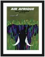 1960s Air Afrique Elephant Poster by Jacques Auriac.