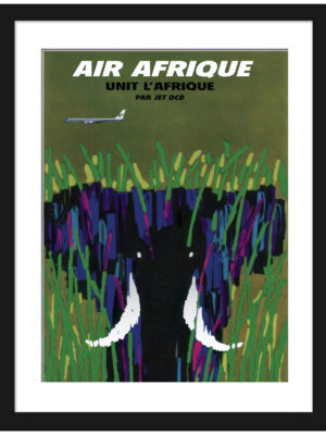 1960s Air Afrique Elephant Poster by Jacques Auriac.