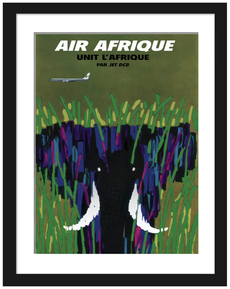 1960s Air Afrique Elephant Poster by Jacques Auriac.