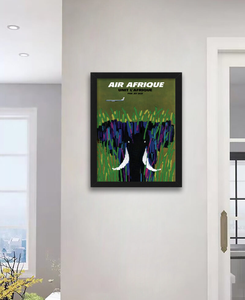 1960s Air Afrique Elephant Poster by Jacques Auriac.