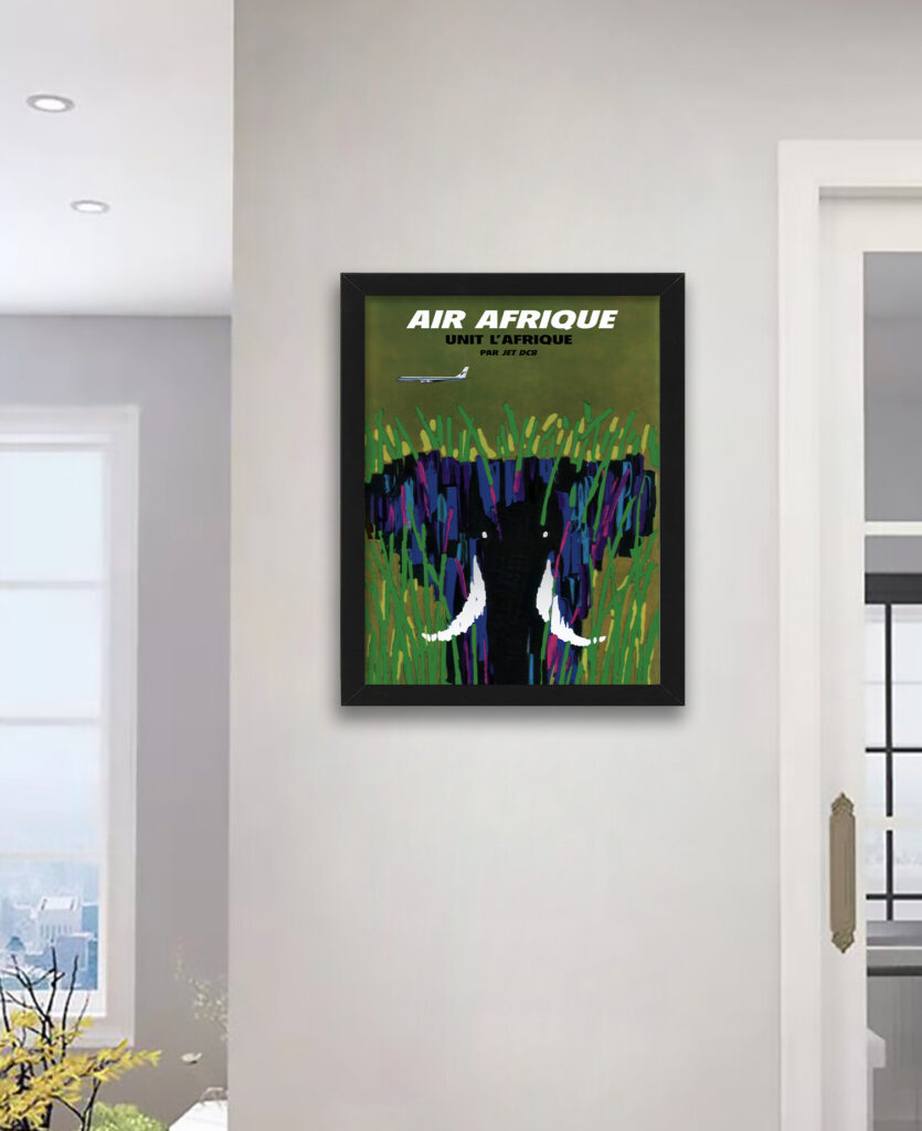 1960s Air Afrique Elephant Poster by Jacques Auriac.
