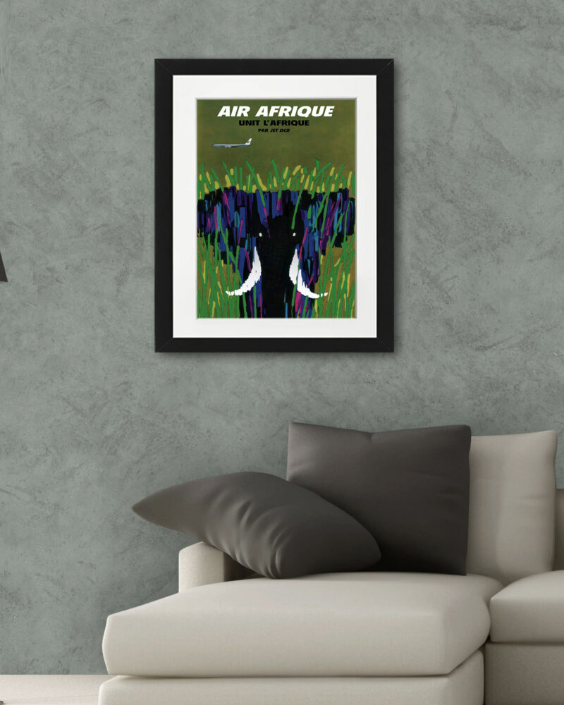 1960s Air Afrique Elephant Poster by Jacques Auriac.