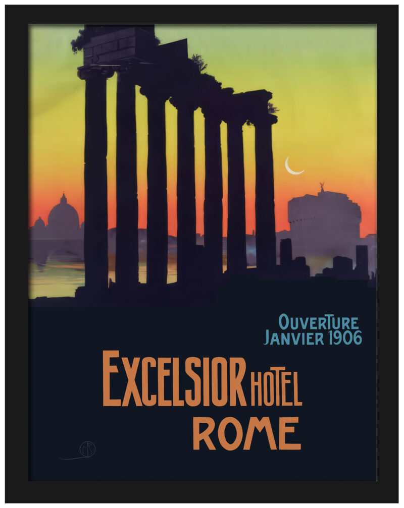 Excelsior Hotel Rome vintage poster by Mario Borgoni