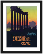 Excelsior Hotel Rome vintage poster by Mario Borgoni