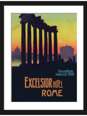 Excelsior Hotel Rome vintage poster by Mario Borgoni
