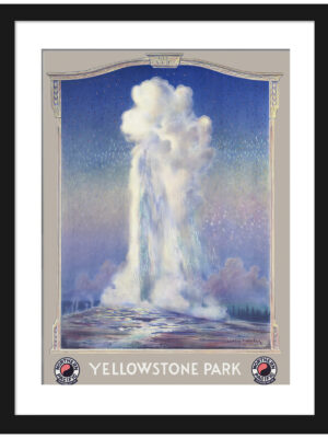 Vintage 1930 Old Faithful geyser art print