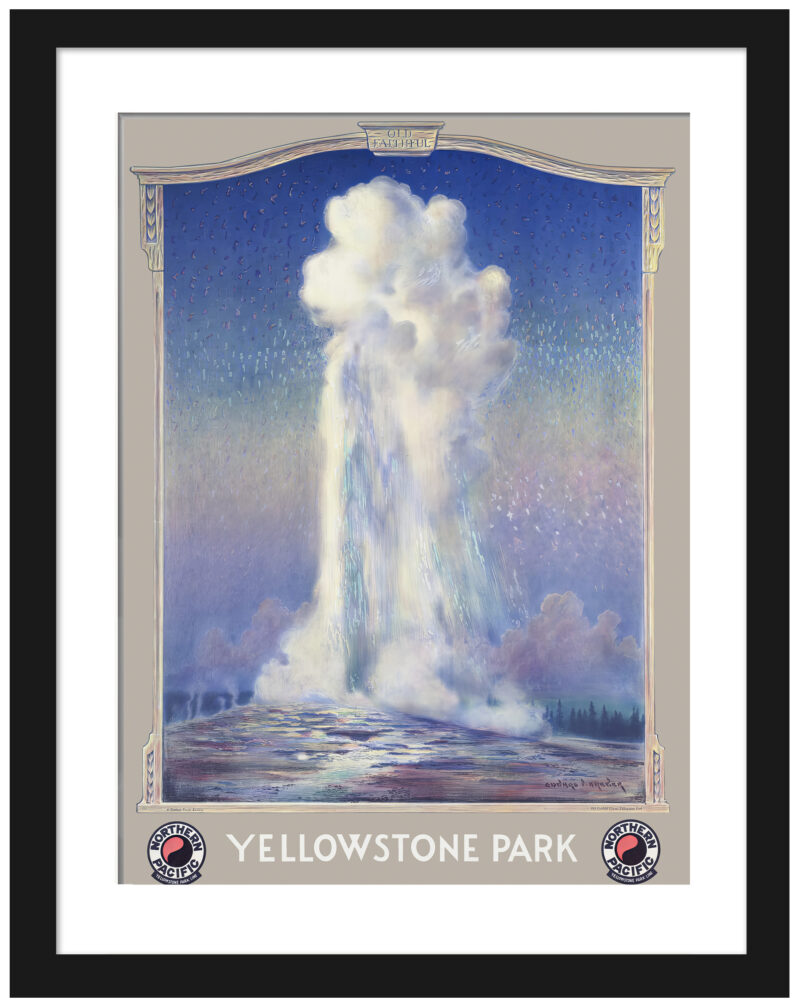 Vintage 1930 Old Faithful geyser art print