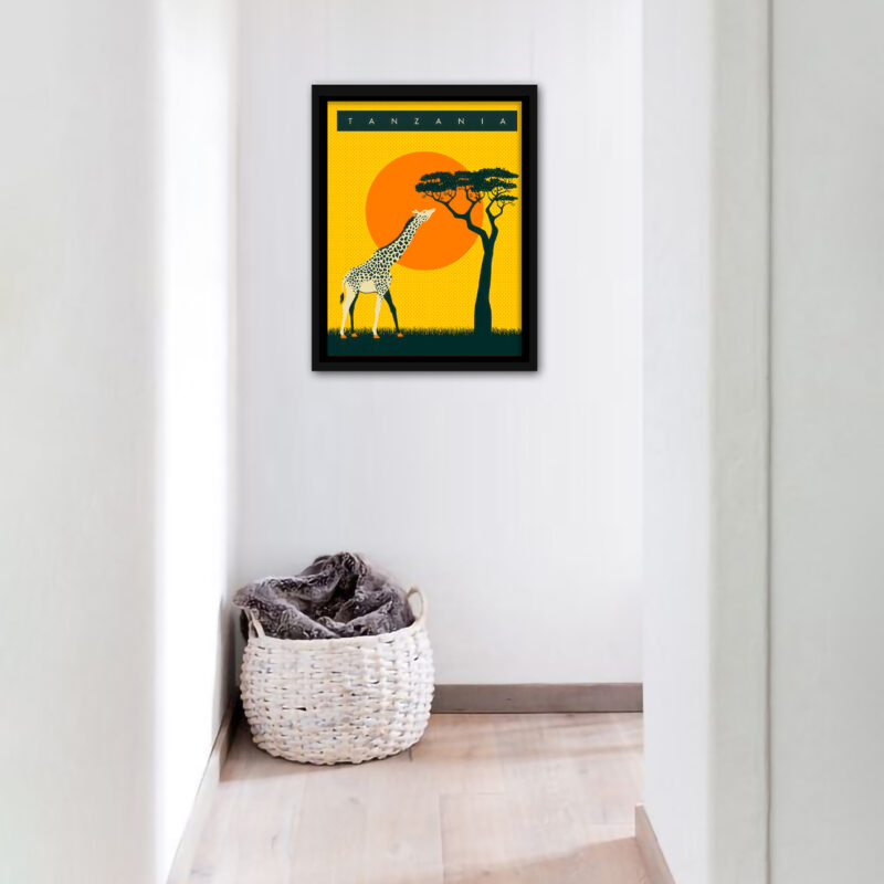 Vintage Tanzania Giraffe Poster Reproduction