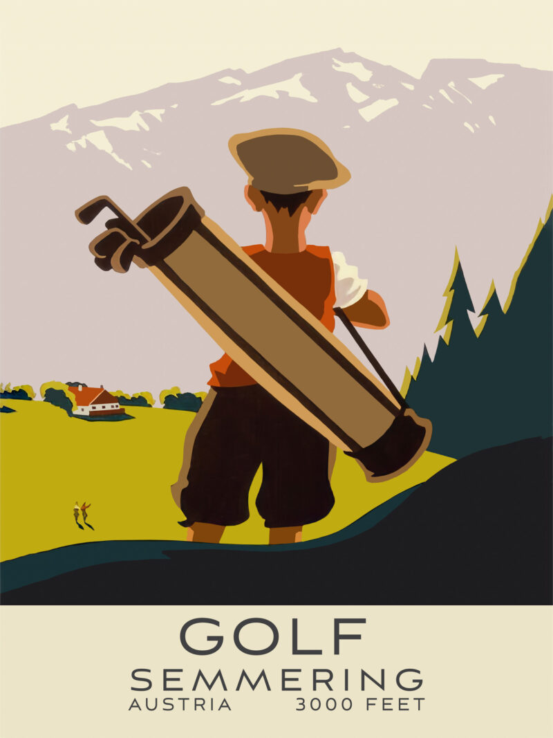 1935 "Golf Semmering Austria" vintage promotional poster reproduction.