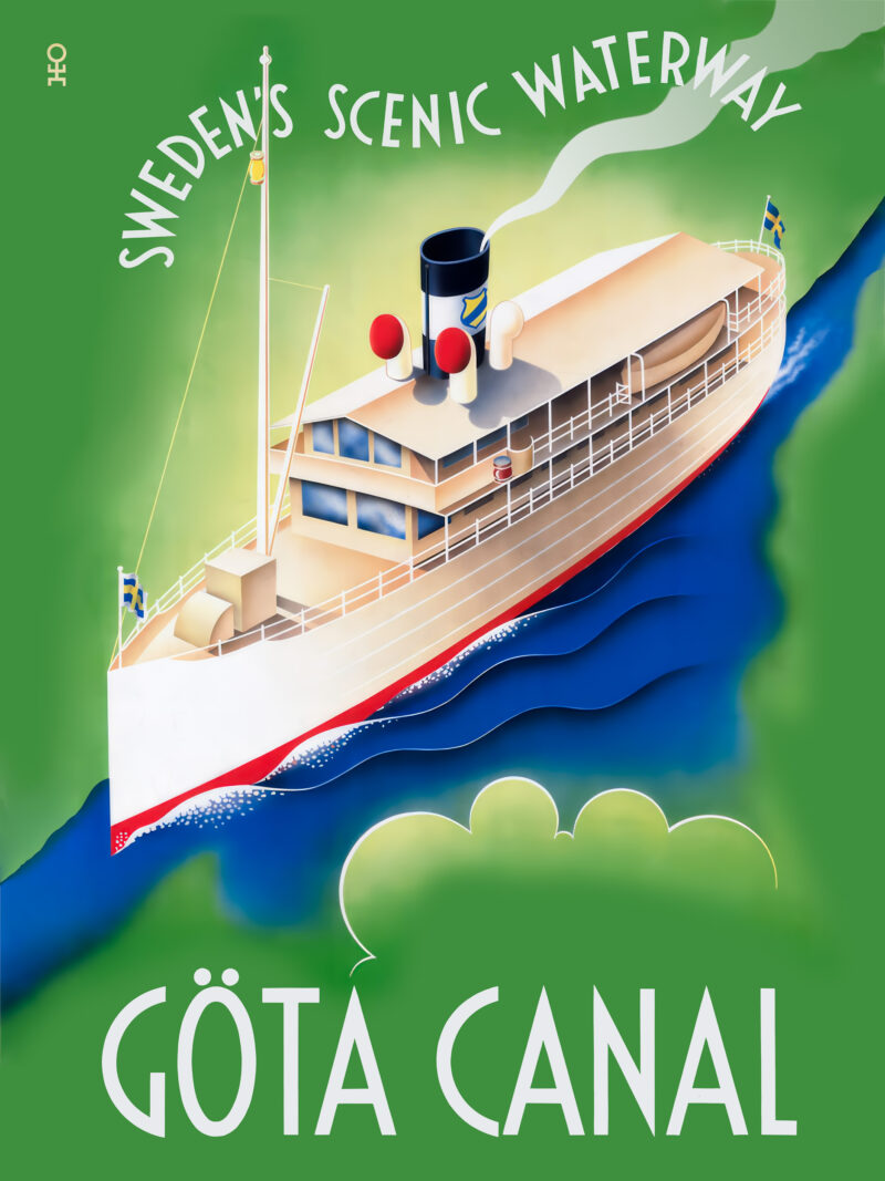 1936 Gota Canal travel poster by Hans Erik Olsén