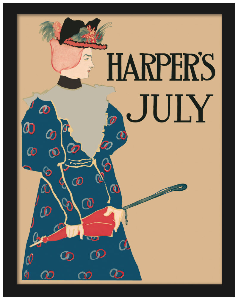 1896 Harpers July cover with a lady and parasol.
