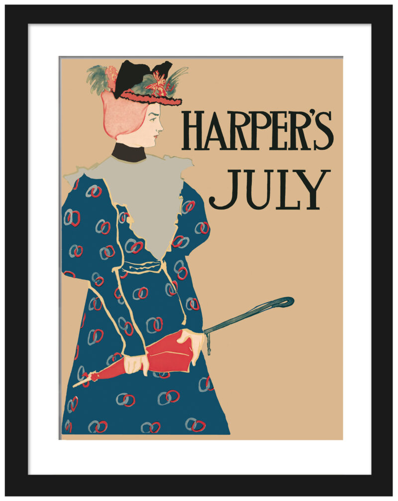1896 Harpers July cover with a lady and parasol.