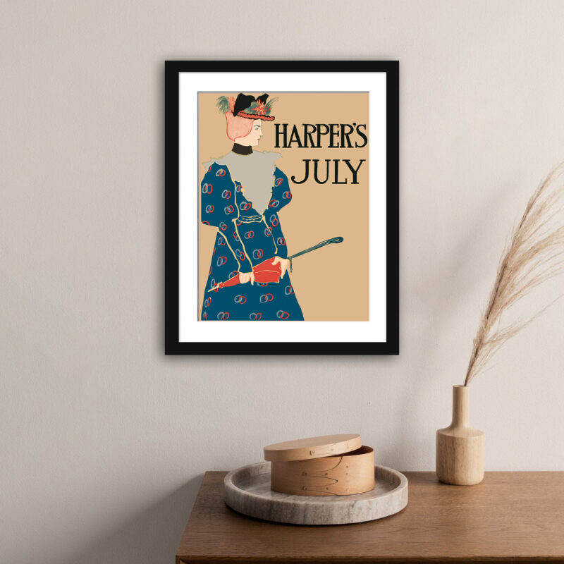 1896 Harpers July cover with a lady and parasol.