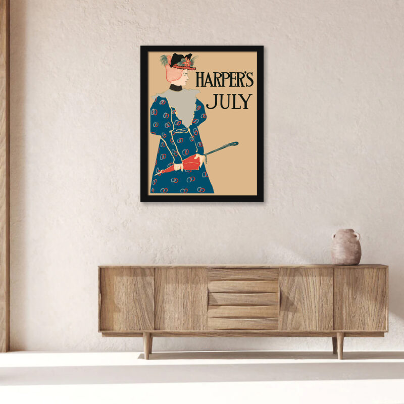 1896 Harpers July cover with a lady and parasol.