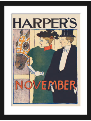 1895 Harpers November vintage cover print by Edward Penfield