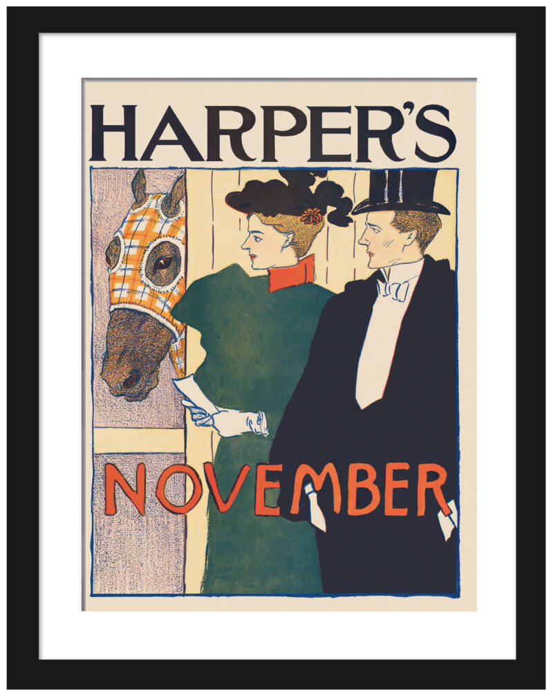 1895 Harpers November vintage cover print by Edward Penfield