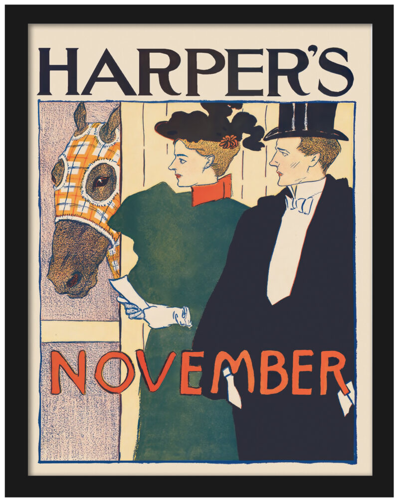 1895 Harpers November vintage cover print by Edward Penfield